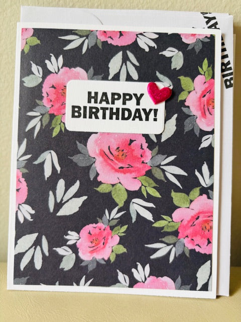 black/pink floral with heart