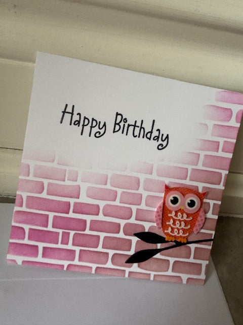 owl - pink - brick