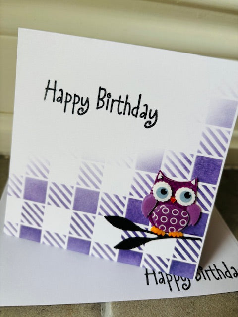 owl - purple - plaid