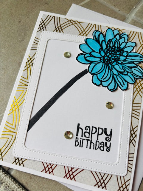 gold with turquoise flower