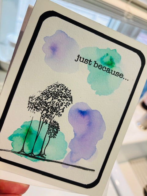 just because - purple/green
