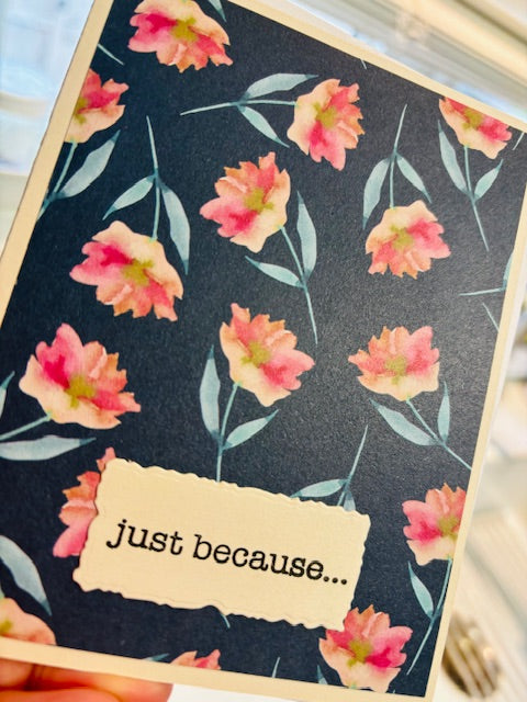 just because - navy/pink floral