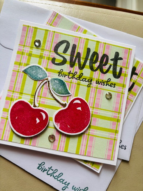 cherries - plaid