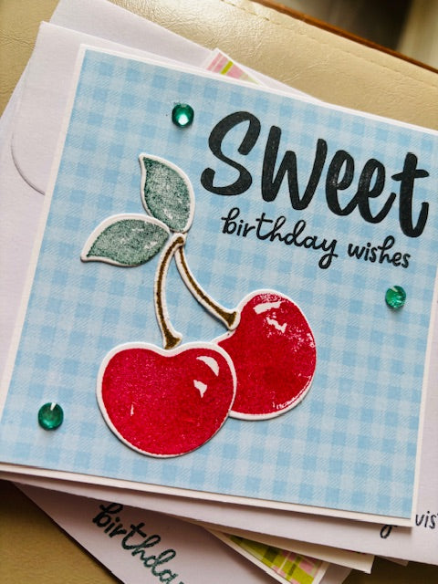 cherries - blue check
